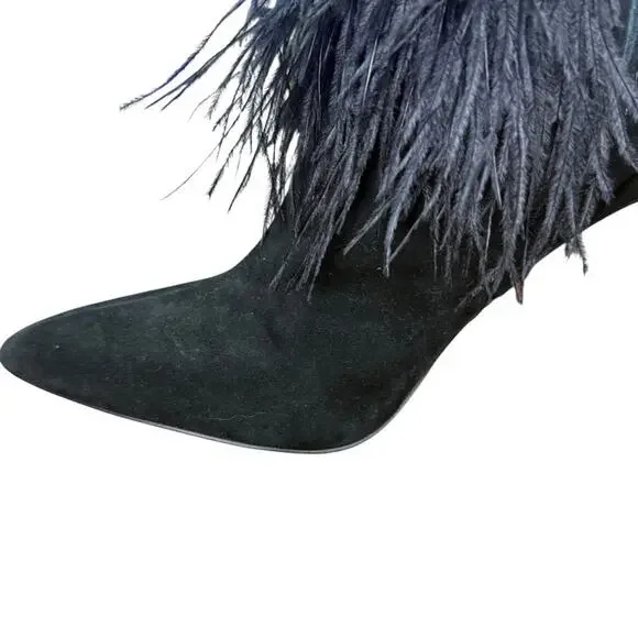 Jessica Simpson Piume Feather Black High Heel Ankle Boots Booties Shoes sz 10 - Picture 5 of 16